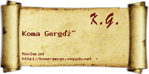 Koma Gergő névjegykártya
