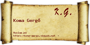 Koma Gergő névjegykártya